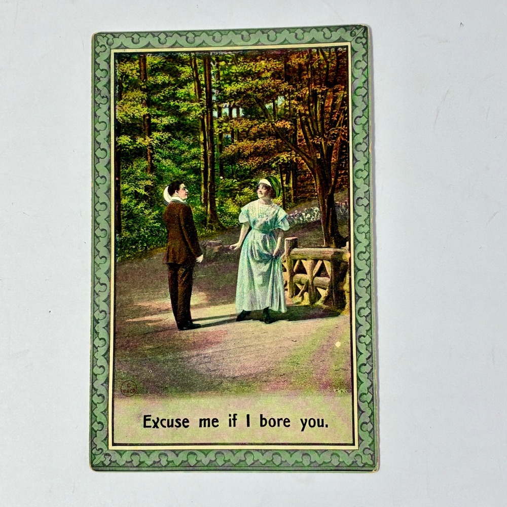 Antique 1910 Bamforth & Co Postcard 6026 Excuse Me If I Bore You Edwardian Humor